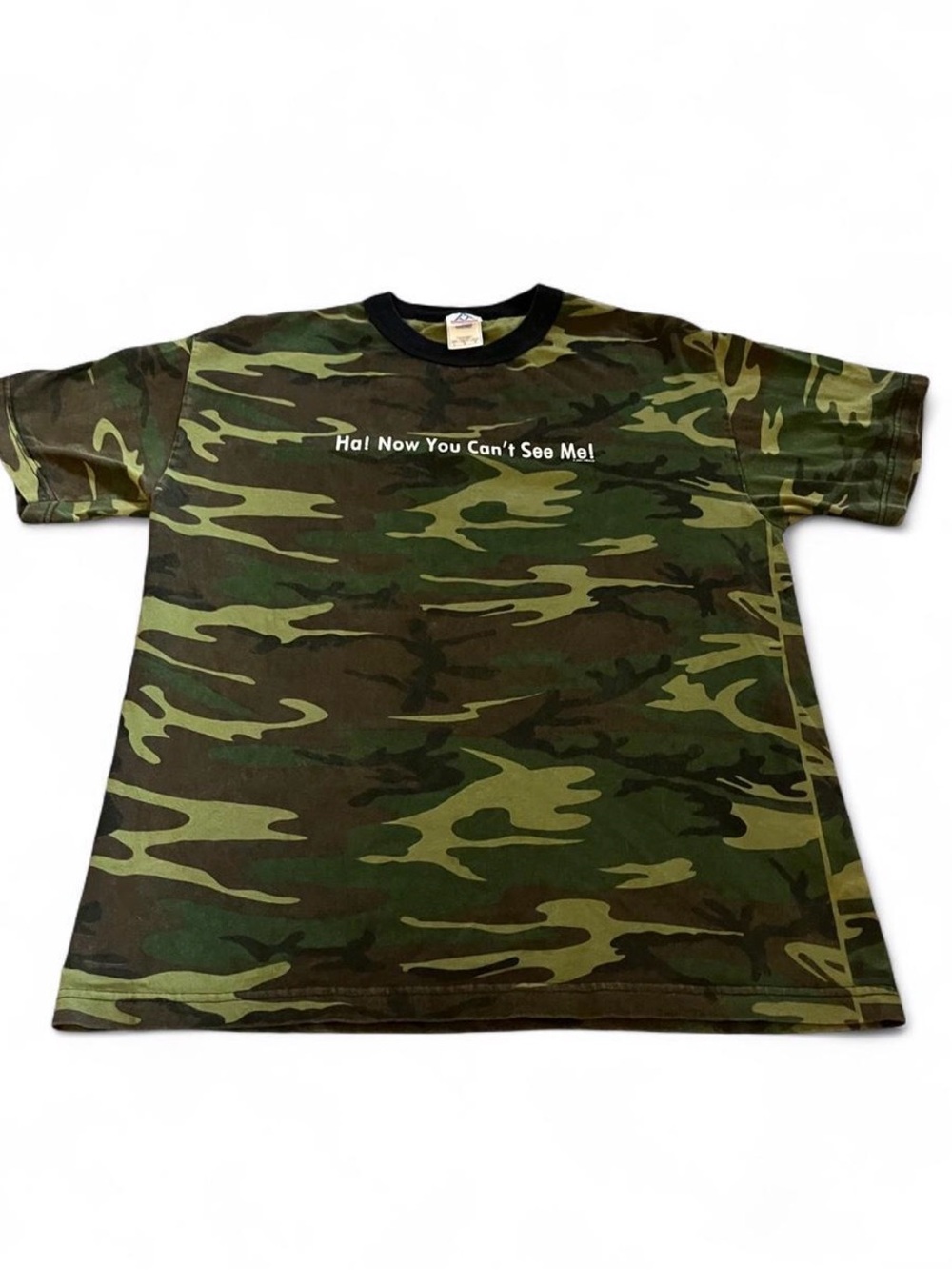 Vintage Y2K Camo T Shirt Mens L Hunting Deer Ha! Now You Can’t See Me